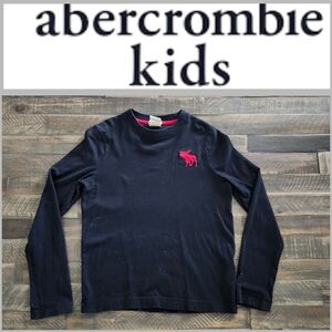 abercrombie kids navy blue long sleeve shorts with red moose Boys size Small